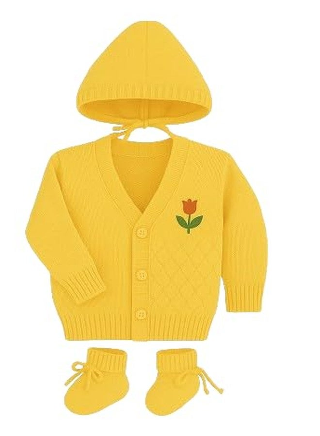 NAVYZONE Baby Woolen Sweater for Unisex New Born Boys and Girls Baby (0-3 Months, Yellow) - Image 1