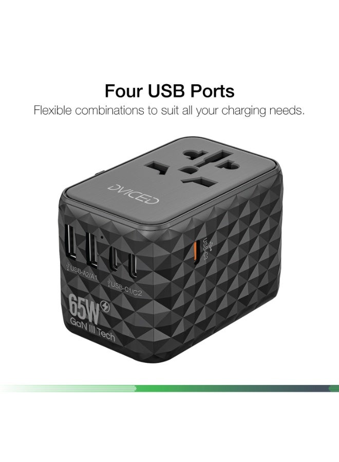 DVICED World travel adapter 65W GaN universal - Black - Image 3