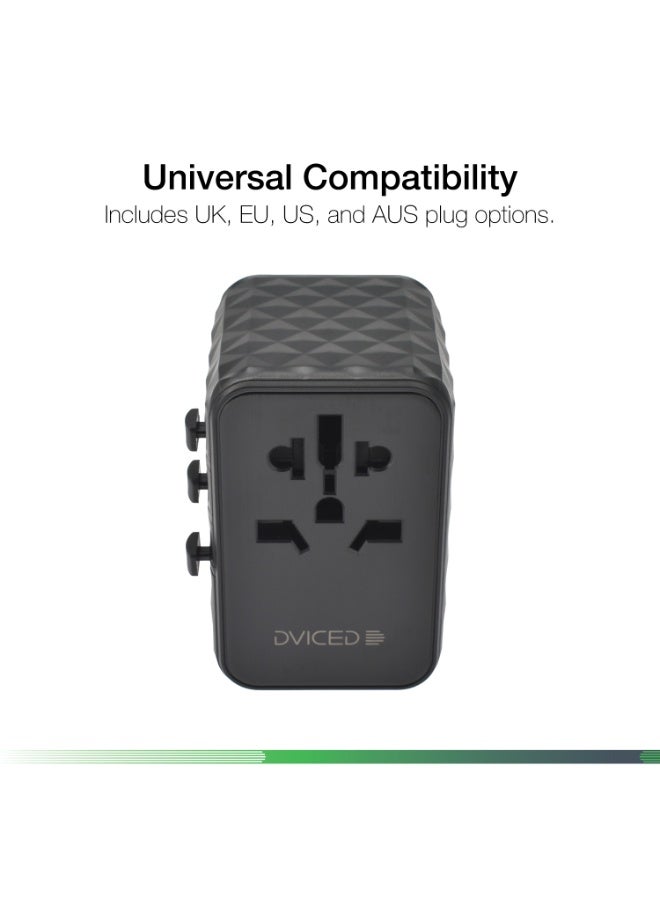 DVICED World travel adapter 65W GaN universal - Black - Image 2