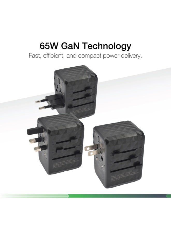DVICED World travel adapter 65W GaN universal - Black - Image 4