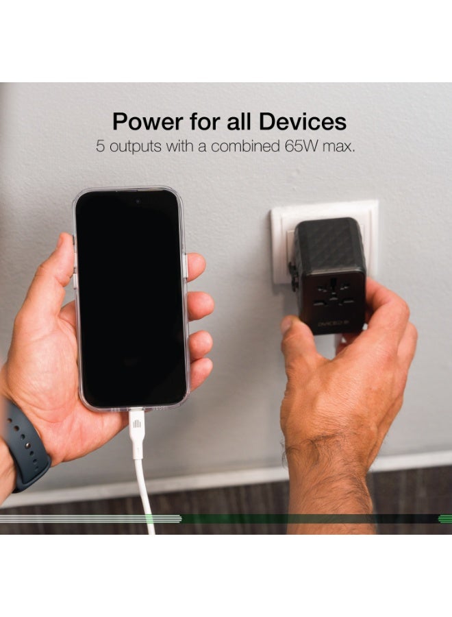 DVICED World travel adapter 65W GaN universal - Black - Image 5