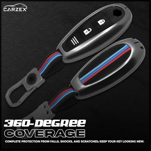 Carzex Car Key Cover Compatible with Suzuki Swift, Dzire, WagonR, Baleno, Ertiga, Alto, Brezza, Ignis, Ciaz, Celerio – 2 Button Metal + Silicone Protective Shell (SUZUKI IGNIS 3 BUTTON) - Image 3