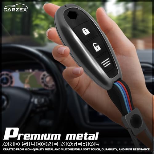 Carzex Car Key Cover Compatible with Suzuki Swift, Dzire, WagonR, Baleno, Ertiga, Alto, Brezza, Ignis, Ciaz, Celerio – 2 Button Metal + Silicone Protective Shell (SUZUKI IGNIS 3 BUTTON) - Image 2
