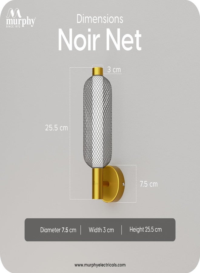 Murphy Noir Net Wall Lamp Pack of 1 | Warm White LED Decorative Wall Light with Premium Golden Finish | 2-Year Warranty - Image 4