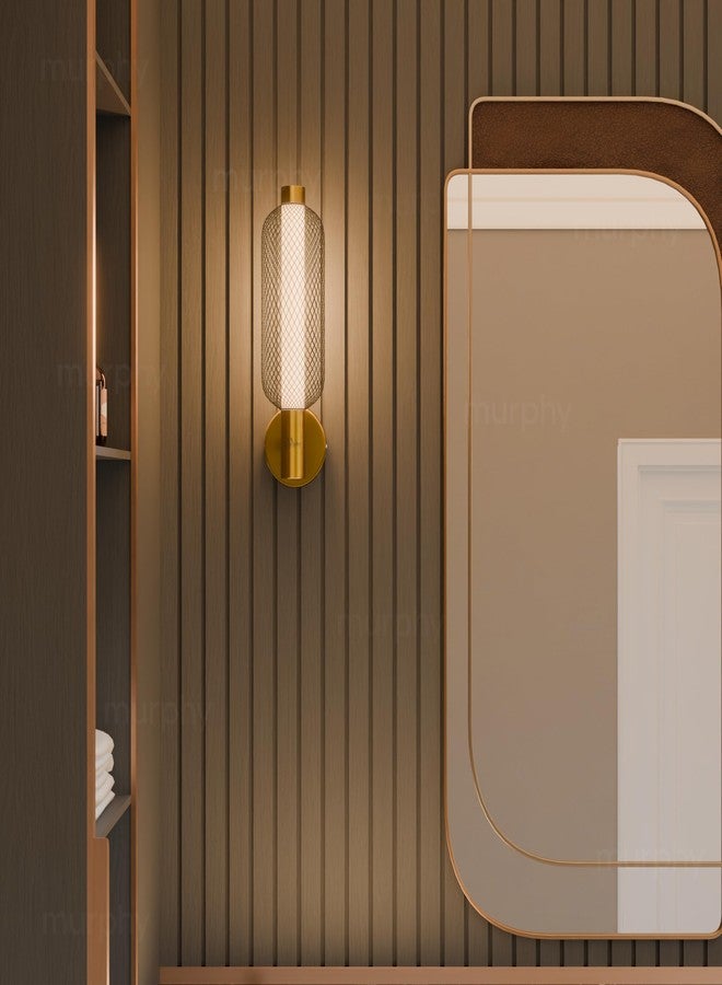 Murphy Noir Net Wall Lamp Pack of 1 | Warm White LED Decorative Wall Light with Premium Golden Finish | 2-Year Warranty - Image 1