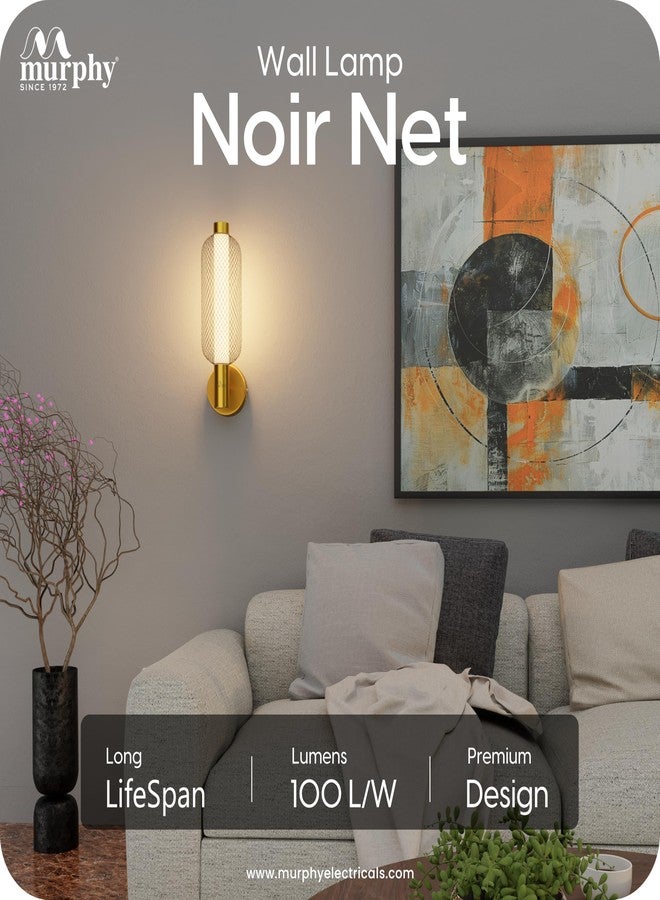 Murphy Noir Net Wall Lamp Pack of 1 | Warm White LED Decorative Wall Light with Premium Golden Finish | 2-Year Warranty - Image 2