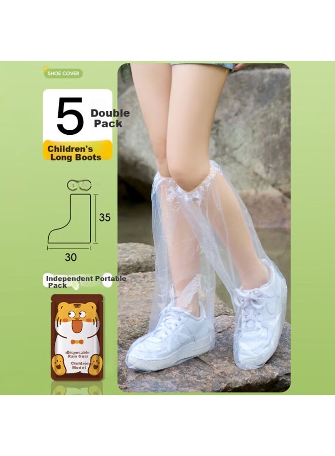 Bwnk Disposable Waterproof Shoe Covers School Use Anti-rain Non-slip Rain Boots 5 Pairs Pack - Image 1