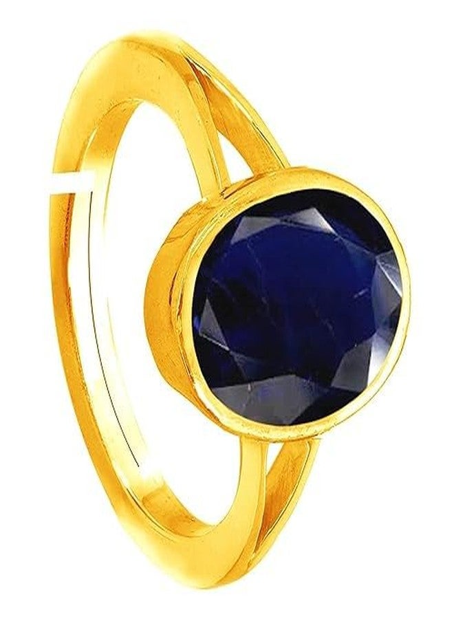 JAGDAMBA GEMS Natural 9.33 Carat Blue Sapphire Adjustable Gold Plated Engagement Ring (Neelam) Super Quality Loose Gemstone - Image 2
