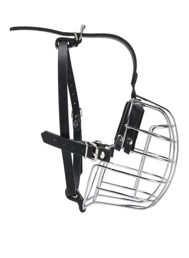 Qudinip Dog Muzzles to Prevent Biting, Metal Wire Basket Muzzle with PU Leather Straps Breathable Secure Cage, for Medium Large Sized Dogs - Image 5