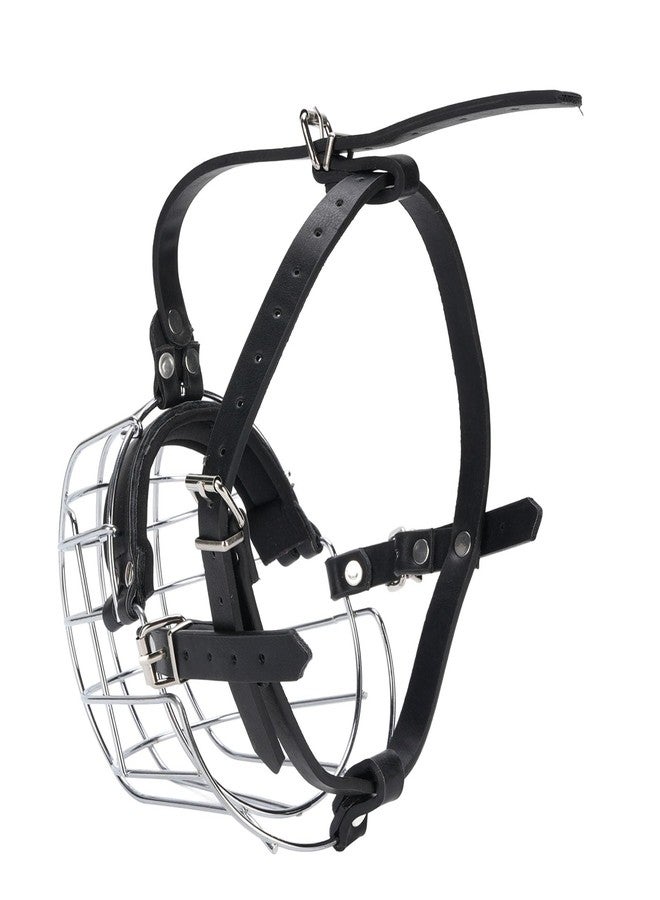 Qudinip Dog Muzzles to Prevent Biting, Metal Wire Basket Muzzle with PU Leather Straps Breathable Secure Cage, for Medium Large Sized Dogs - Image 1