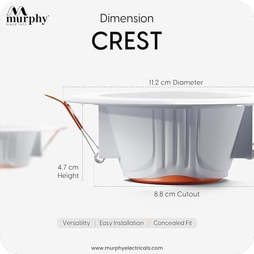Murphy Crest Premium 9W LED Concealed Down Light | Warm White | Slim Modern False Ceiling Lighting | Suitable for 3-Inch Cutout | 2-Year Warranty | Pack of 12 - Image 4