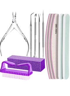 Generic 12-Piece Manicure and Pedicure Tools Kit, Nail Files 100/180, Nail Buffer Block, Nail Cuticle Nippers, Toenail File, Nail Brush  - Image 1