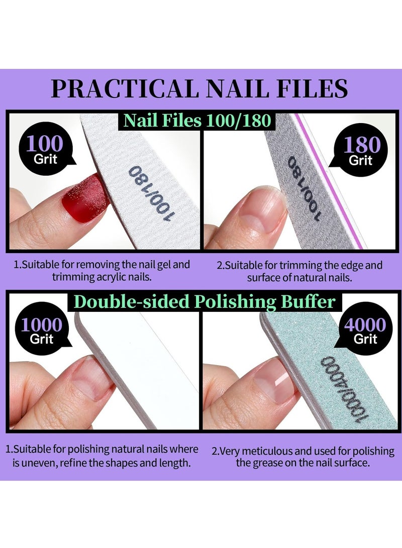 12-Piece Manicure and Pedicure Tools Kit, Nail Files 100/180, Nail Buffer Block, Nail Cuticle Nippers, Toenail File, Nail Brush - Image 3