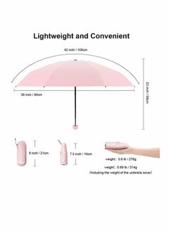 KASTWAVE Mini Travel Umbrella, Mini Windproof Folding Travel Umbrella, Portable Lightweight Compact Parasol with 95% UV Protection for Sun and Rain, Popular Style for Women (Pink)  - Image 4