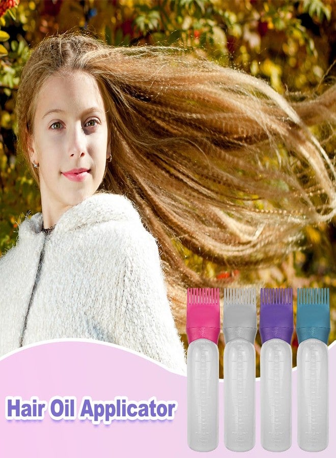 ايلان مجموعة إيلان المكونة من 4 زجاجات مشط لتوزيع زيت الشعر، زجاجة مشط لتوزيع زيت فروة الرأس (رمادي + بنفسجي + أحمر + أخضر) - Image 4