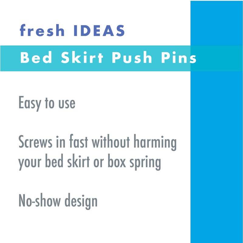 Fresh Ideas دبابيس تنورة السرير من فريش إيديا، دبابيس دفع حلزونية للحفاظ على تنورة السرير في مكانها، مجموعة من 12 - Image 3