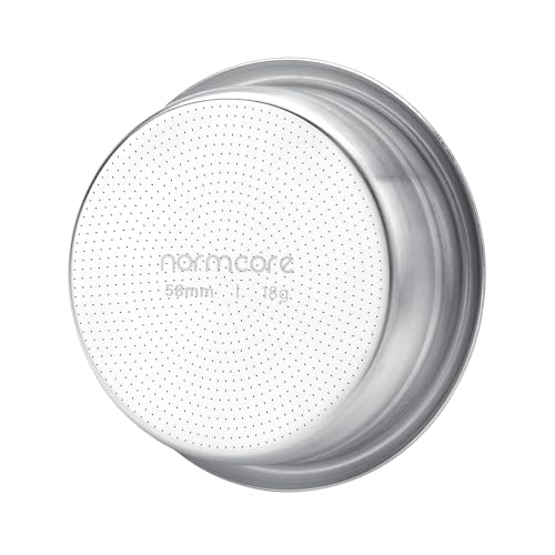 Normcore 58mm Precision High Extraction Basket, 18 g Espresso Portafilter Basket, Includes 58mm Paper Filters (200pcs) and 58.5mm Puck Screen, 0.8mm Thickness, 0.28mm Hole Diameter, 18g