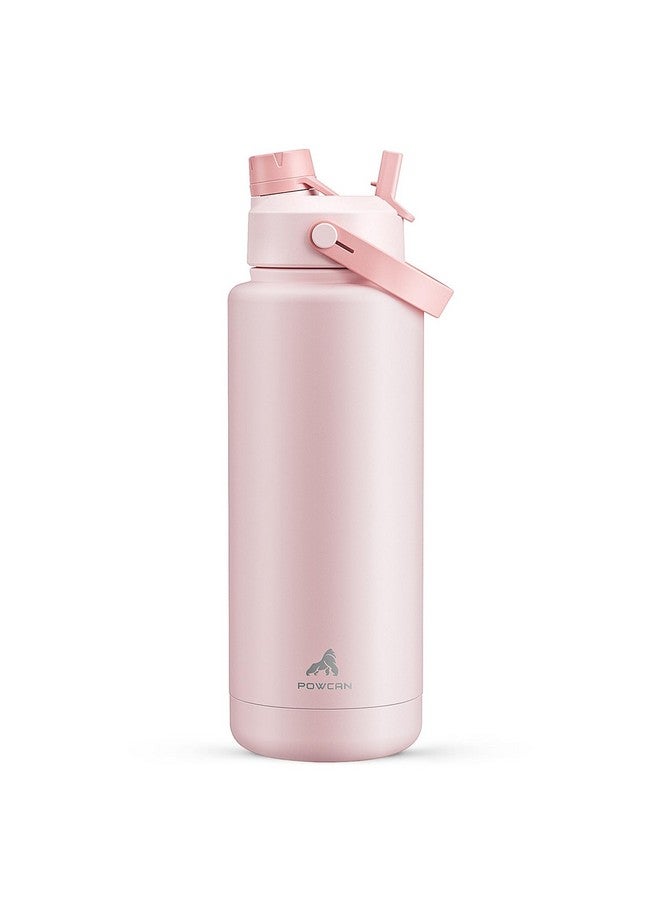 POWCAN 40 oz Insulated Water Bottle with 2-in-1 Straw and Spout Lid, Keep Cold 24H, Leak-Proof, BPA-Free, Double Wall Stainless Steel Water Bottle for Sports, Gym, Travel, and School (Cotton Candy) - Image 1