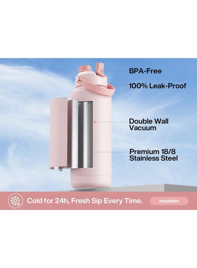 POWCAN 40 oz Insulated Water Bottle with 2-in-1 Straw and Spout Lid, Keep Cold 24H, Leak-Proof, BPA-Free, Double Wall Stainless Steel Water Bottle for Sports, Gym, Travel, and School (Cotton Candy) - Image 2