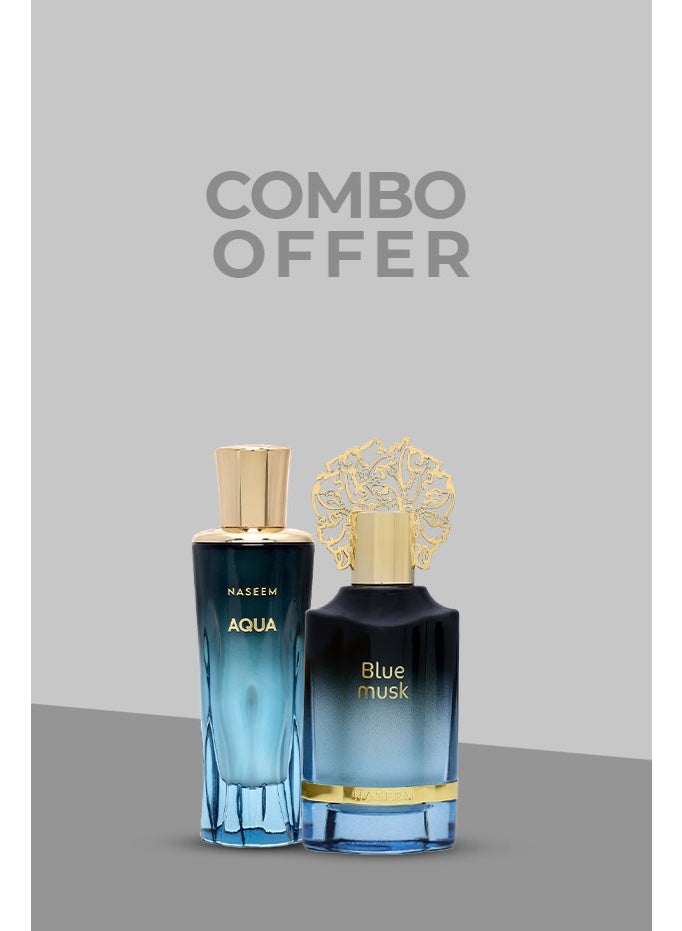 Special Combo Fragrance Aqua EDP 80ml, Blue Musk EDP 55ml – Pack of 2 for Men and Women