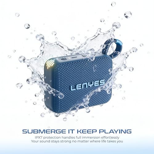Lenyes S216 Bluetooth Pocket Speaker, 6W, IPX7 Waterproof, Deep Bass, 5Hr Playtime, TWS Stereo, Bluetooth 5.0, TF Card, Carry Strap, Compact and Lightweight, Blue - Image 3