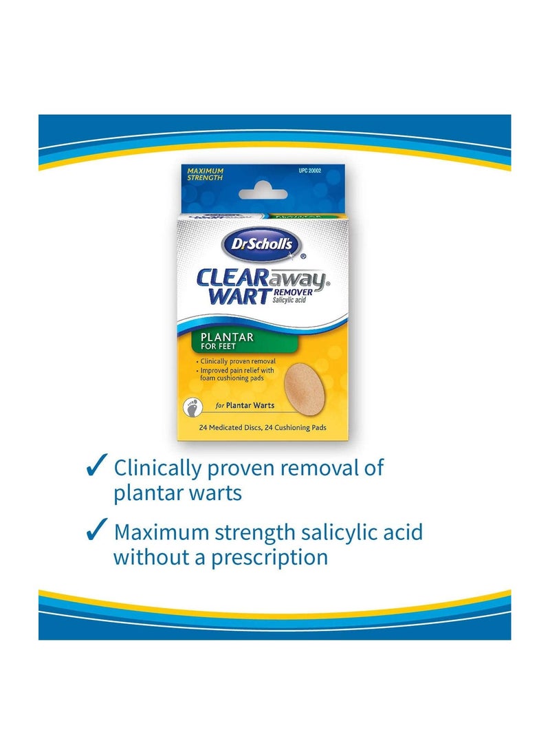 Dr. Scholl's - Clear Away Wart Remover Salicylic Acid 24 medicated cover up discs. Clinically Proven Fast, effective removal of Common Warts and Plantar Warts - Image 1