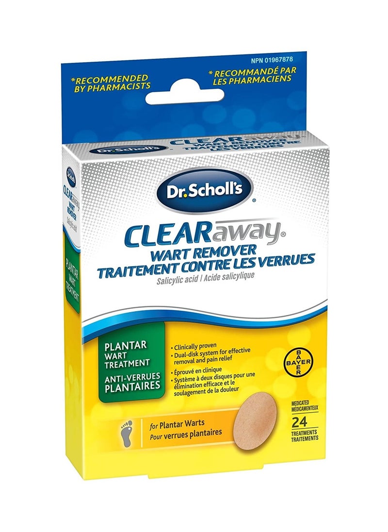 Dr. Scholl's - Clear Away Wart Remover Salicylic Acid 24 medicated cover up discs. Clinically Proven Fast, effective removal of Common Warts and Plantar Warts - Image 1