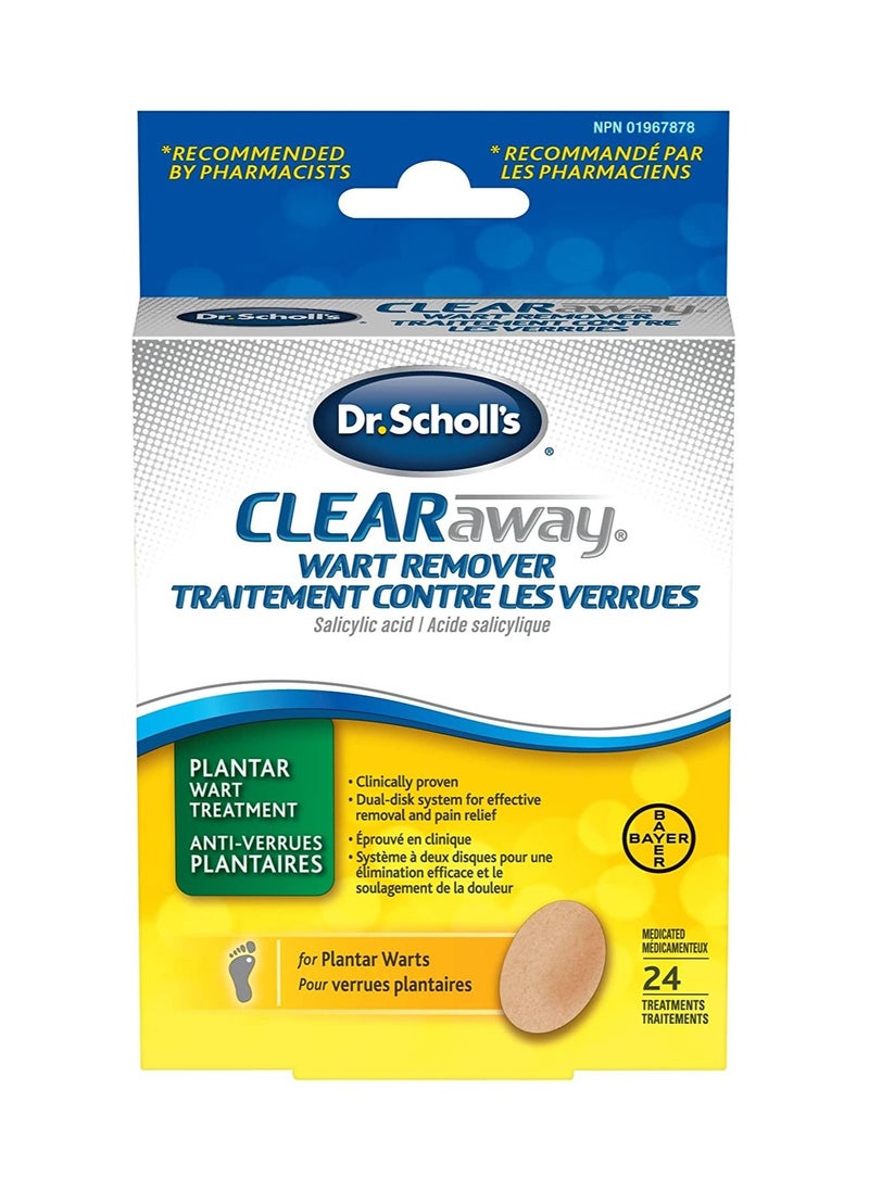 Dr. Scholl's - Clear Away Wart Remover Salicylic Acid 24 medicated cover up discs. Clinically Proven Fast, effective removal of Common Warts and Plantar Warts - Image 1