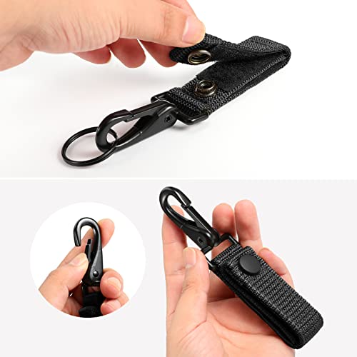 SOWHUP 2-Pack Heavy Duty Belt Keeper Clip Key Holder with Metal Snap and Nylon Molle Strap (Black - 2 packs) - Image 4