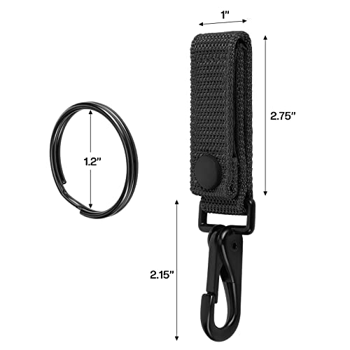 SOWHUP 2-Pack Heavy Duty Belt Keeper Clip Key Holder with Metal Snap and Nylon Molle Strap (Black - 2 packs) - Image 2