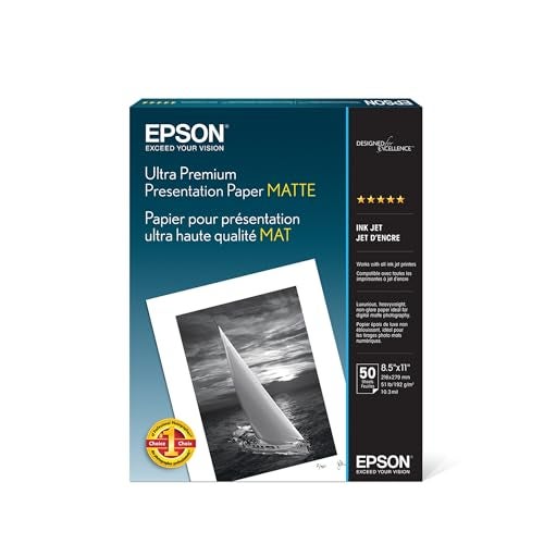 EPSON ورق تقديم إبسون فائق الجودة غير اللامع (8.5x11 بوصة، 50 ورقة) (S041341) أبيض - Image 1