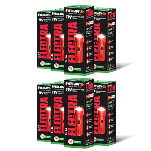 Eveready DL84 Electra, Durable ABS Body, LED, Easy Plug & Play Charging, SLA Battery, Overcharge Protection, Pack of 8 - Image 1