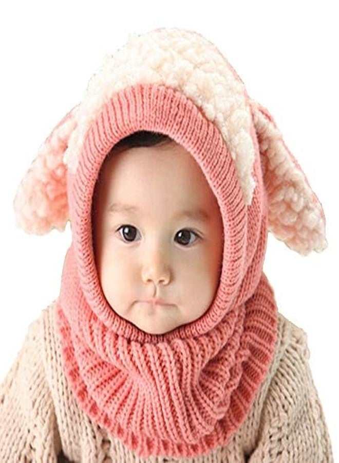 El Regalo Kids Winter Cap- Beanie Warm Hat Hooded Scarf Earflap Knitted Cap for Toddlers & Kids (2-7 Years Old) Pink - Image 1