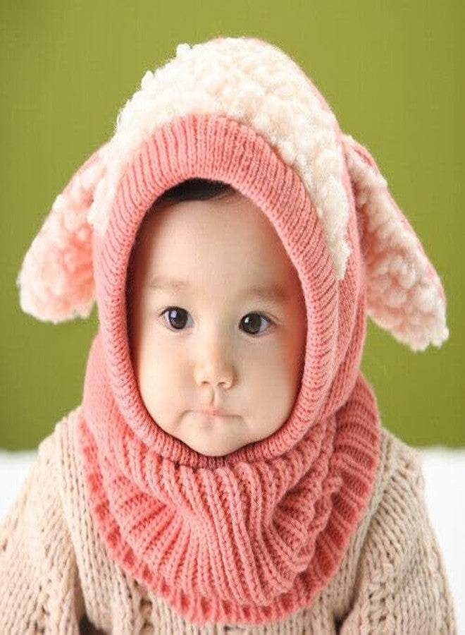 El Regalo Kids Winter Cap- Beanie Warm Hat Hooded Scarf Earflap Knitted Cap for Toddlers & Kids (2-7 Years Old) Pink - Image 3