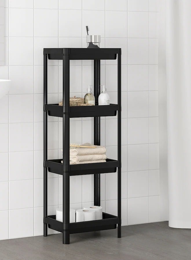 4 Tier Vesken Shower Caddy Corner Shelves Layer Shelving Unit Plastic Shelf For Kitchen Grocery Office Pantry Rack Library Study Room Bedroom Or Toilet Stock Items Storage