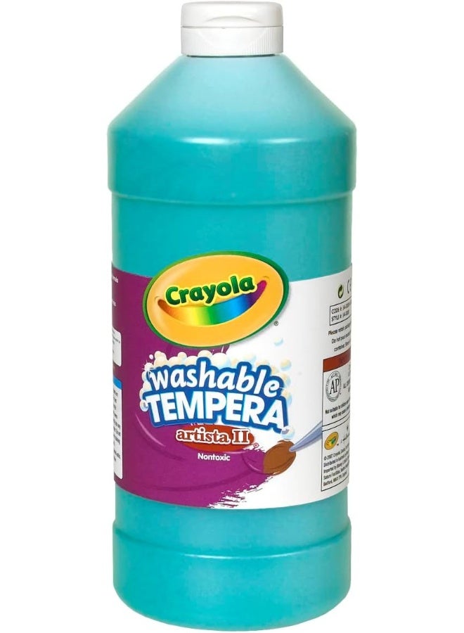 Crayola Washable Tempera Paint, Turquoise Blue Kids Paint, 32 Ounce Squeeze Bottle