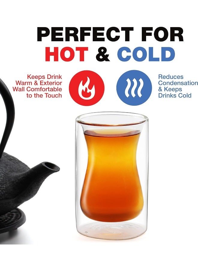 EparÃ© 6 oz Turkish Tea Cups Set of 2 â€“ Heat Resistant Double Wall Turkish Tea Glass â€“ Lightweight and Insulated Borosilicate Glasses - Image 2