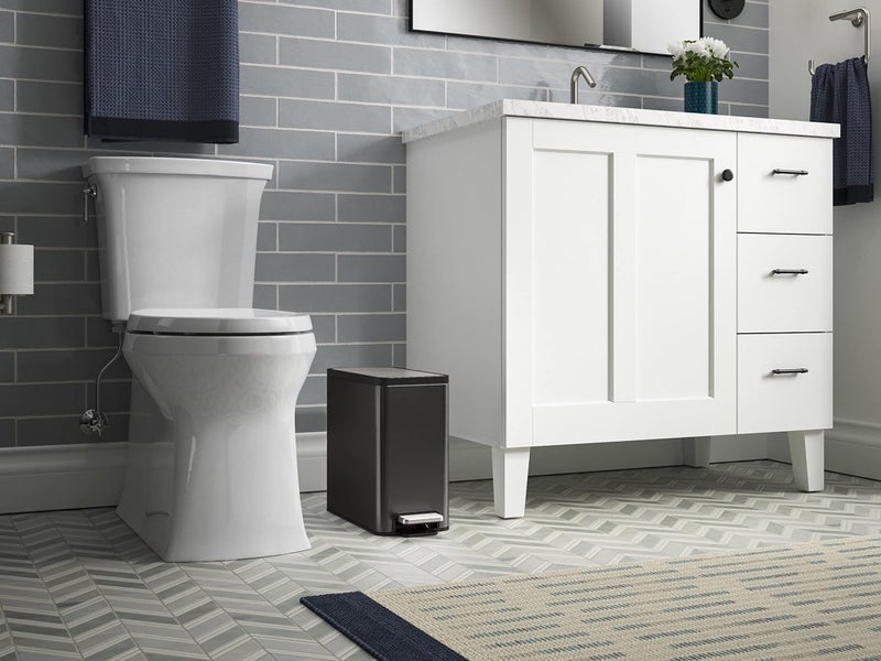 KOHLER 20957-BST Bathroom Trash Can, 2.5 Gallon Step Can, Quiet-Close Trash Can with Foot Pedal, Black Stainless Steel - Image 2