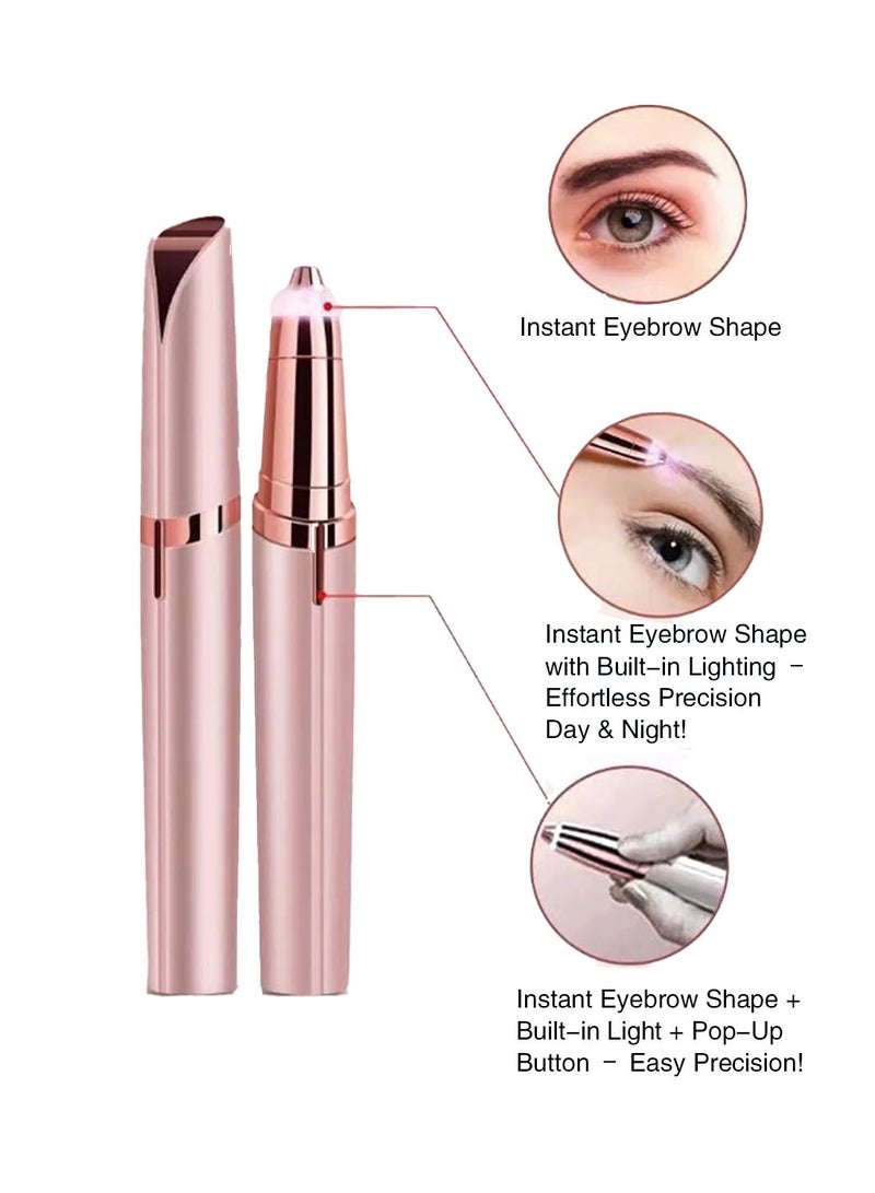 ماكينة إزالة شعر الحواجب الكهربائية مع ضوء LED للنساء، مزيل شعر الوجه بدون ألم لتشكيل الحواجب بدقة - Image 2