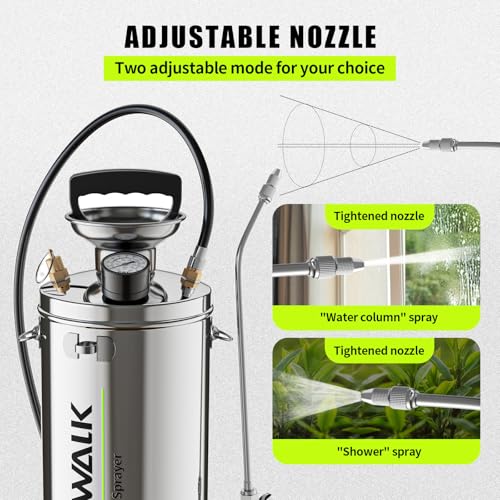 ASTRWK 1 Gallon Stainless Steel Pump Sprayer, Lightweight Garden Sprayer with 20" Wand & 4FT Hose for Plants, Weed Control & Pest Control, Durable Handheld Pressure Sprayer with Viton Seals - Image 4