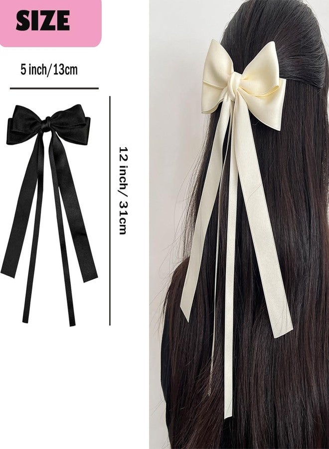 SALOCY Hair Clip - 2 Count Pink Satin Hair Ribbon Bows with Long Tail for Women Girls - Cute Hair Accessories for Hair Design - Image 2