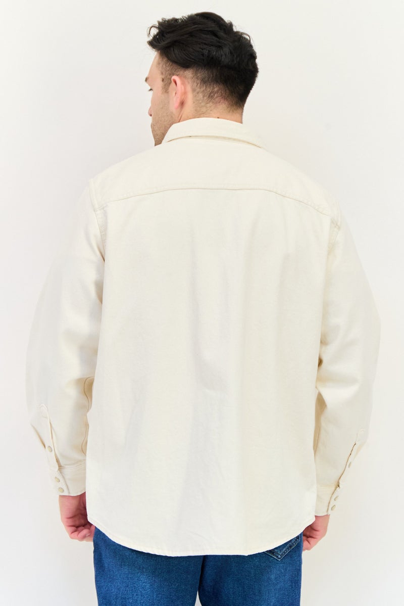 Celio قميص جينز رجالي بأكمام طويلة وقصة عادية، أبيض فاتح - Image 3