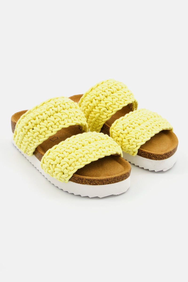XOXO Women Slip On Open Toe Casual Sandal, Yellow - Image 1