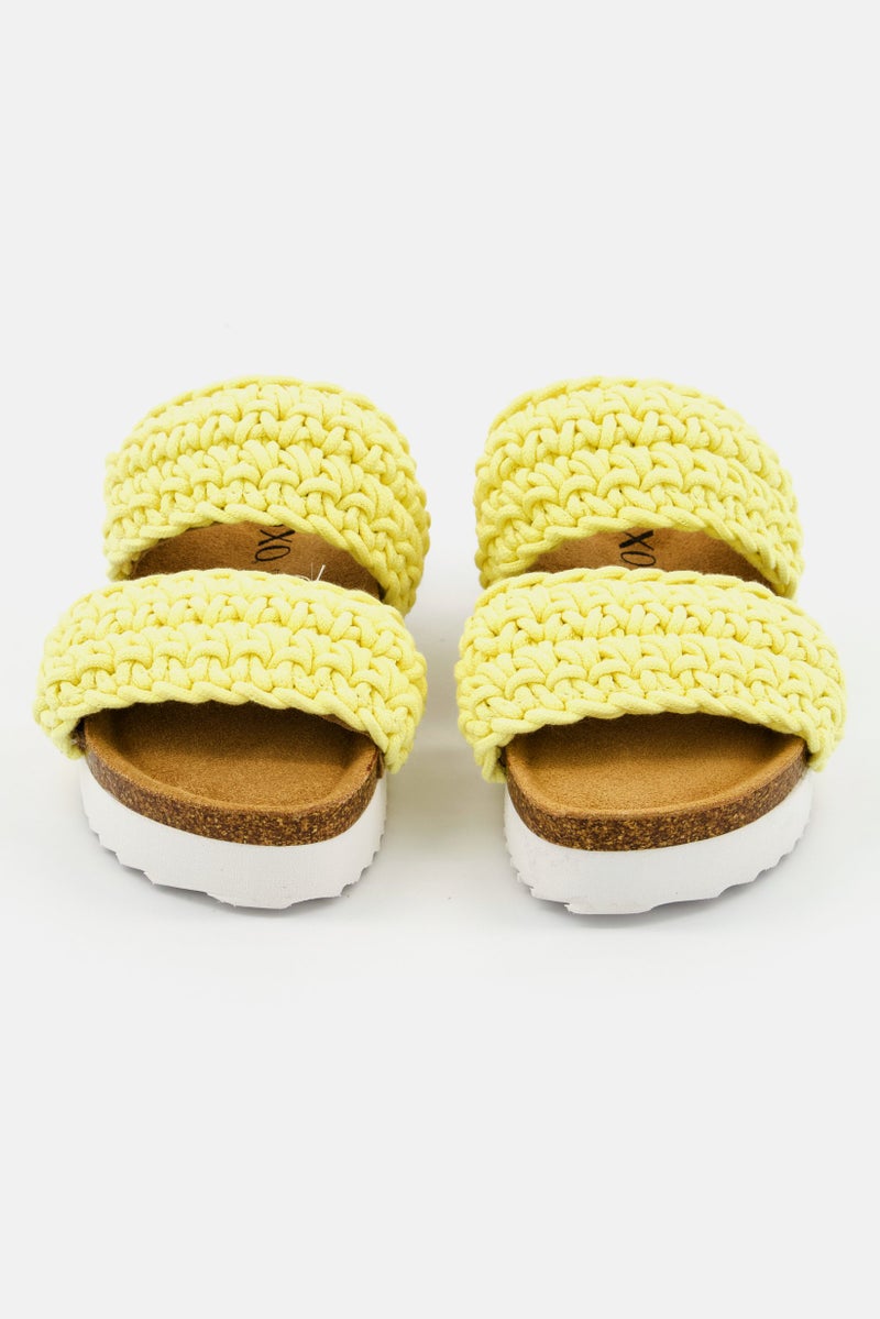 XOXO Women Slip On Open Toe Casual Sandal, Yellow - Image 4