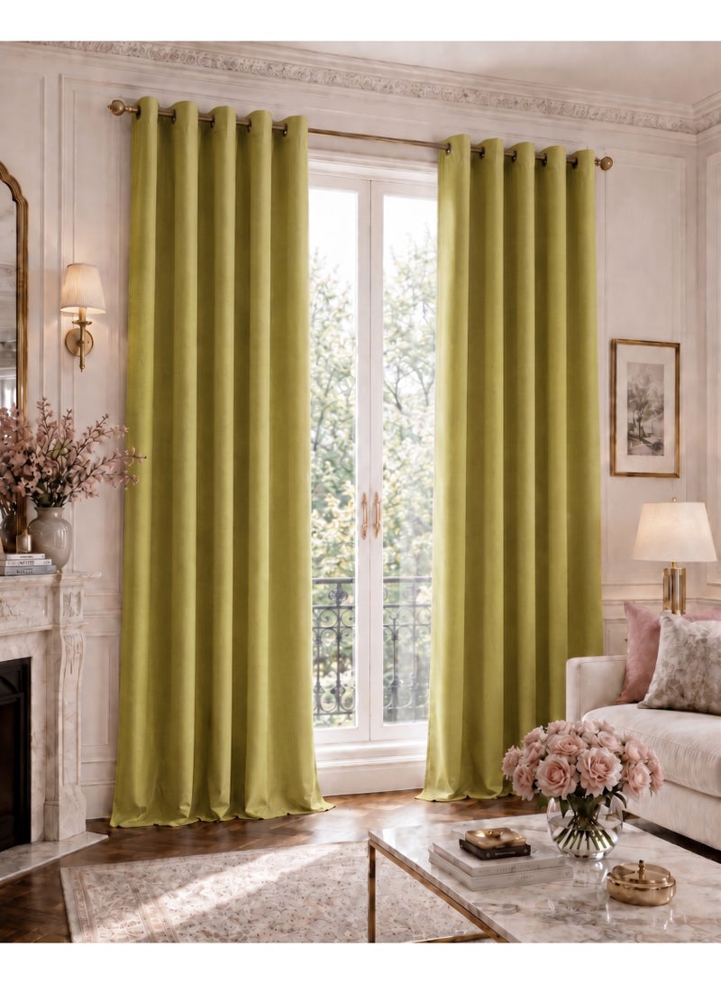 Amali Regal Dimout curtains with 16 Grommets in 2 panels Size (W132 x L 274cm) for living room Decor or bedroom window noise reduction and light blocking - Image 1