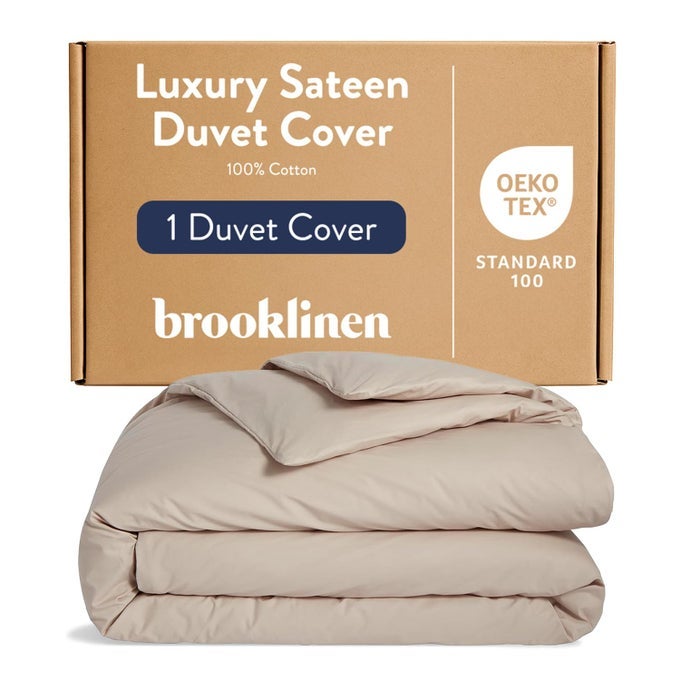 LUXURY SATEEN DUVET COVER 100 COTTON KINGCALIFORNIA KING SIZE IN PEBBLE WITH EXTRALONG CORNER TIES AND BUTTON CLOSURE BEST KINGCALI KING DUVET COVERS