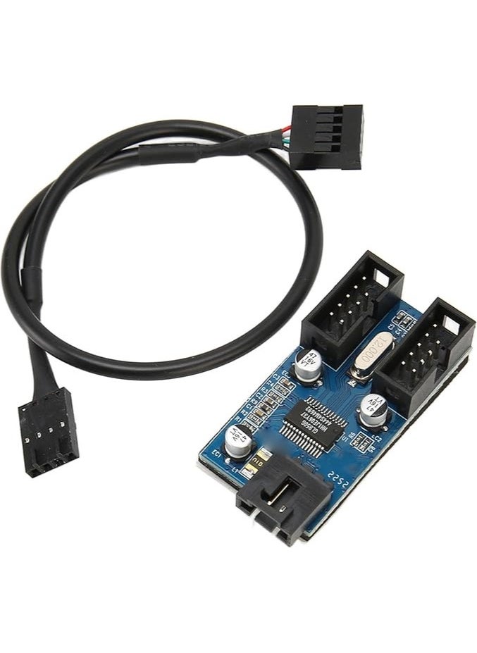 erorex 9pin USB Header Splitter, Increase Efficiency 1 To 2 Motherboard 9pin USB Header Splitter Stable Power Supply for PC  - Image 1