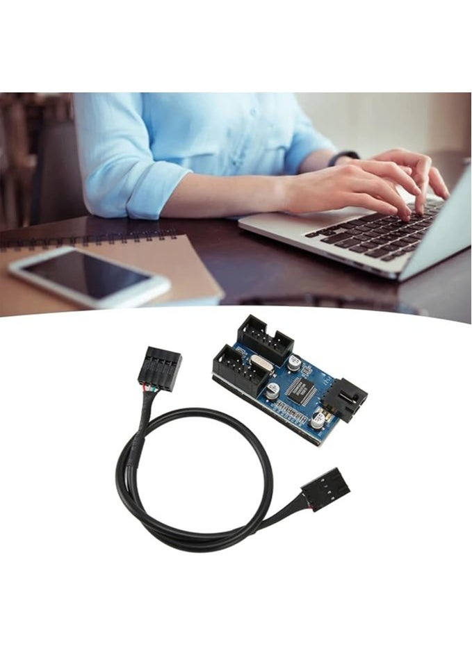 erorex 9pin USB Header Splitter, Increase Efficiency 1 To 2 Motherboard 9pin USB Header Splitter Stable Power Supply for PC  - Image 5