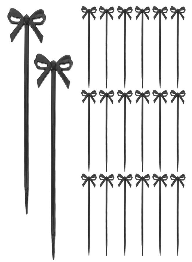 Wionin 60pcs Fruit Fork Bow Design Food Sticks Black Cocktail Picks Toothpicks for Cocktails Dessert Picks Cupcake Topper Cake Decoration Appetizer Picks - Image 1
