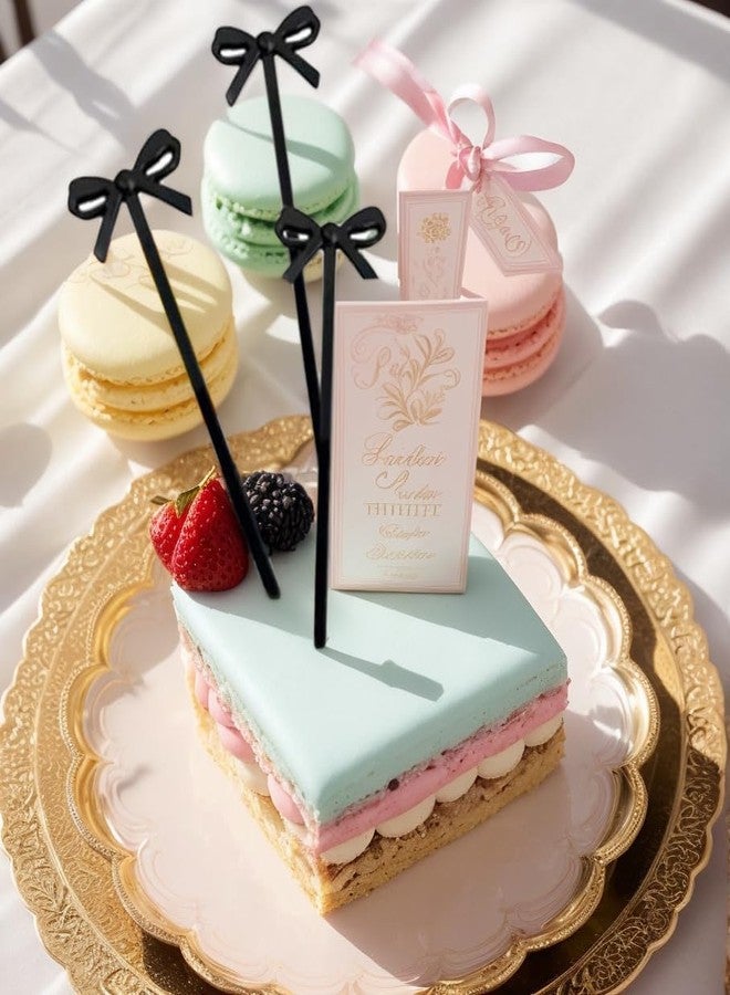 Wionin 60pcs Fruit Fork Bow Design Food Sticks Black Cocktail Picks Toothpicks for Cocktails Dessert Picks Cupcake Topper Cake Decoration Appetizer Picks - Image 5